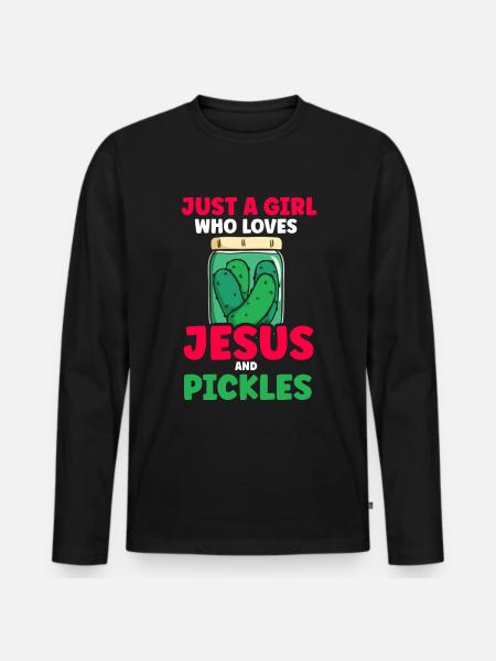 Pickles & Jesus Pickle Vegetable Growing - Men's Premium Organic Long Sleeve Shirt - black