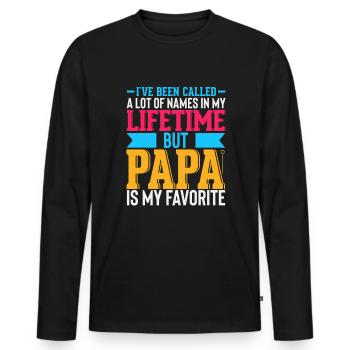 Dad Fathers Day Daddy Papa Funny Father´s Day - Men's Premium Organic Long Sleeve Shirt - black - Front - Nico (187cm)