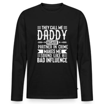 Dad Fathers Day Daddy Papa Funny Father´s Day - Men's Premium Organic Long Sleeve Shirt - black - Front - Nico (187cm)