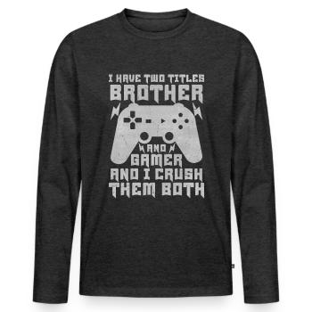 Jeux Vidéo Jeux Garçons Frère Adolescent - T-shirt manches longues Premium bio Homme - anthracite chiné - Devant - Nico (187cm)