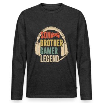 Jeux Vidéo Jeux Garçons Frère Adolescent - T-shirt manches longues Premium bio Homme - anthracite chiné - Devant - Nico (187cm)