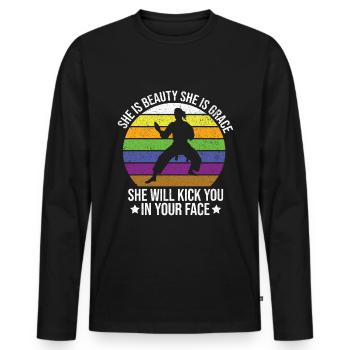Karate Girl Martial Arts Women Karate Kick - Männer Premium Bio Langarmshirt - Schwarz - Vorne - Nico (187cm)