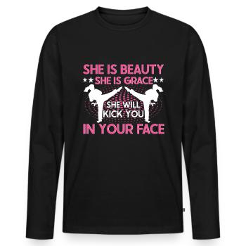 Karate Girl Martial Arts Women Karate Kick - Männer Premium Bio Langarmshirt - Schwarz - Vorne - Nico (187cm)
