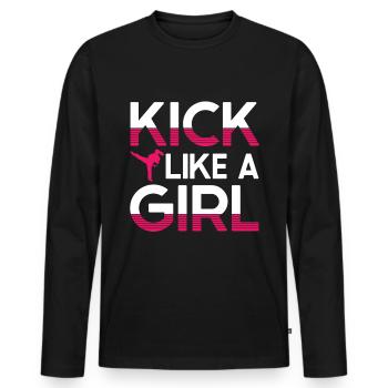 Karate Girl Martial Arts Women Karate Kick - Männer Premium Bio Langarmshirt - Schwarz - Vorne - Nico (187cm)