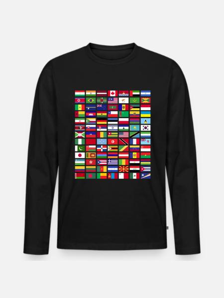 Alle lande Flag af verden 287 Flag - Premium økologisk langærmet T-shirt til mænd - sort