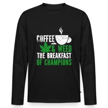 Weed Coffee Cannabis Stoner Koffein Ganja - Männer Premium Bio Langarmshirt - Schwarz - Vorne - Nico (187cm)