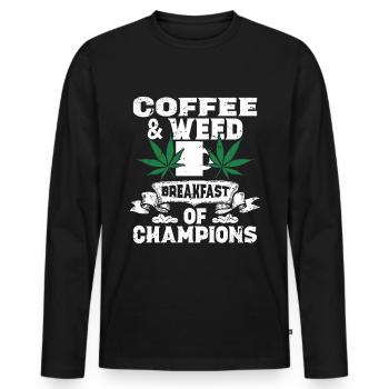 Weed Coffee Cannabis Stoner Koffein Ganja - Männer Premium Bio Langarmshirt - Schwarz - Vorne - Nico (187cm)