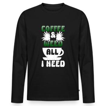Weed Coffee Cannabis Stoner Koffein Ganja - Männer Premium Bio Langarmshirt - Schwarz - Vorne - Nico (187cm)