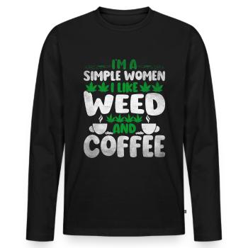 Weed Coffee Cannabis Stoner Koffein Ganja - Männer Premium Bio Langarmshirt - Schwarz - Vorne - Nico (187cm)