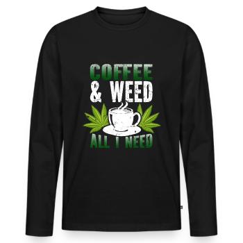 Weed Coffee Cannabis Stoner Koffein Ganja - Männer Premium Bio Langarmshirt - Schwarz - Vorne - Nico (187cm)