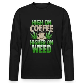 Weed Coffee Cannabis Stoner Koffein Ganja - Männer Premium Bio Langarmshirt - Schwarz - Vorne - Nico (187cm)