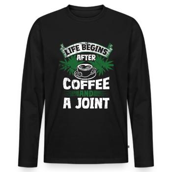 Weed Coffee Cannabis Stoner Koffein Ganja - Männer Premium Bio Langarmshirt - Schwarz - Vorne - Nico (187cm)
