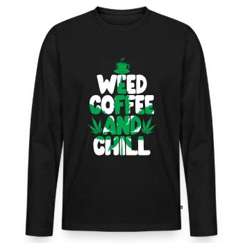 Weed Coffee Cannabis Stoner Koffein Ganja - Männer Premium Bio Langarmshirt - Schwarz - Vorne - Nico (187cm)