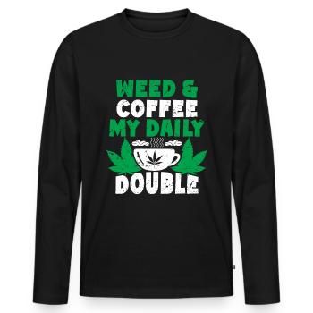 Weed Coffee Cannabis Stoner Koffein Ganja - Männer Premium Bio Langarmshirt - Schwarz - Vorne - Nico (187cm)