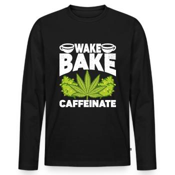 Weed Coffee Cannabis Stoner Koffein Ganja - Männer Premium Bio Langarmshirt - Schwarz - Vorne - Nico (187cm)