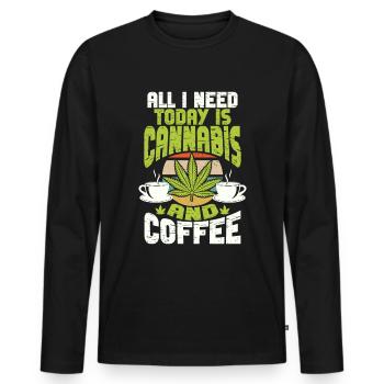 Weed Coffee Cannabis Stoner Caffeine Ganja - Men's Premium Organic Long Sleeve Shirt - black - Front - Nico (187cm)
