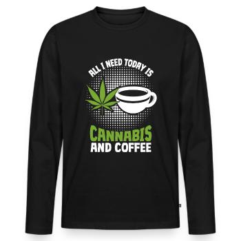 Weed Coffee Cannabis Stoner Koffein Ganja - Männer Premium Bio Langarmshirt - Schwarz - Vorne - Nico (187cm)