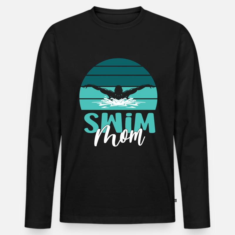 Schwimmschwimmer Mom Swim Mutter - Männer Premium Bio Langarmshirt - Schwarz