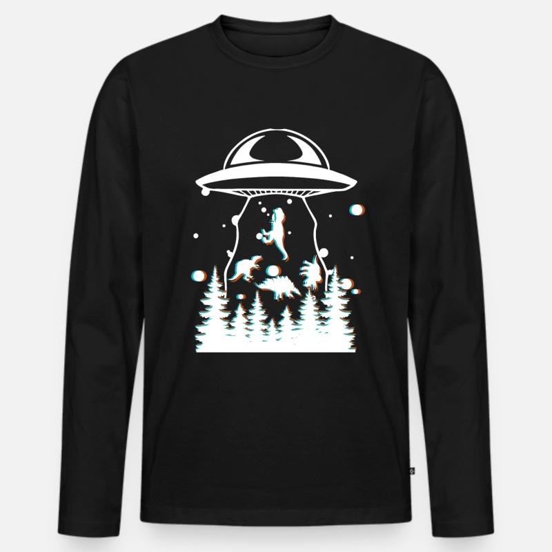Alien Dinosaur UFO Abduction - Men's Premium Organic Long Sleeve Shirt - black