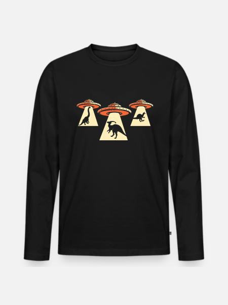 Alien Dinosaur UFO Abduction - Men's Premium Organic Long Sleeve Shirt - black