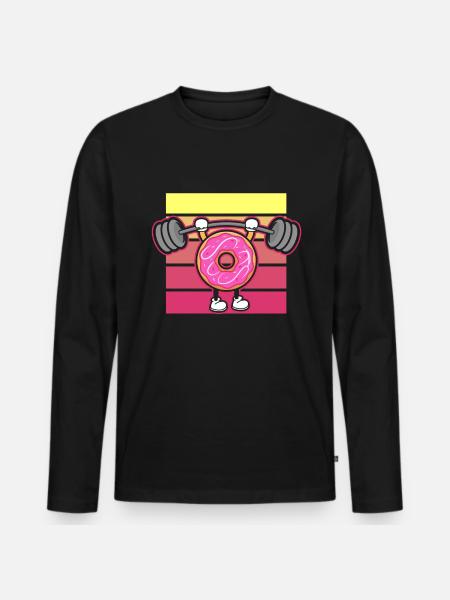 Donut PowerLifting Workout -Weightlifter - Men's Premium Organic Long Sleeve Shirt - black