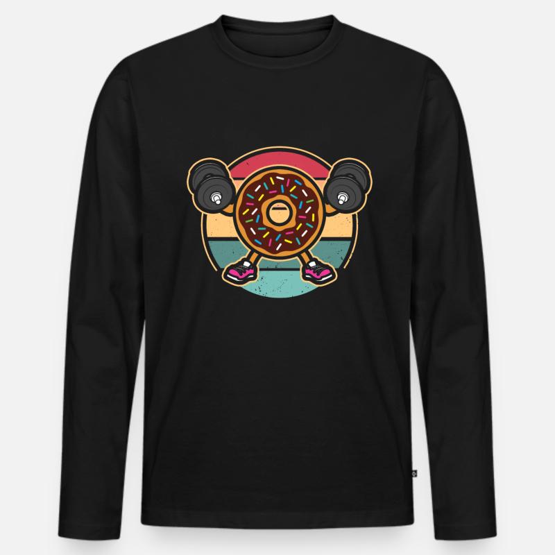Donut PowerLifting Workout -Gewichtheber - Männer Premium Bio Langarmshirt - Schwarz