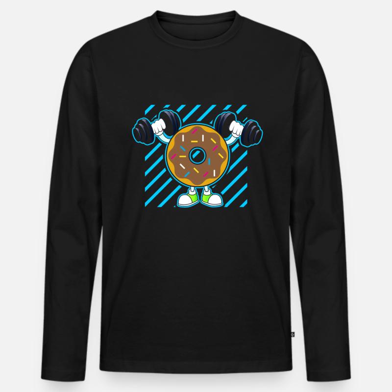 Donut PowerLifting Workout -Gewichtheber - Männer Premium Bio Langarmshirt - Schwarz