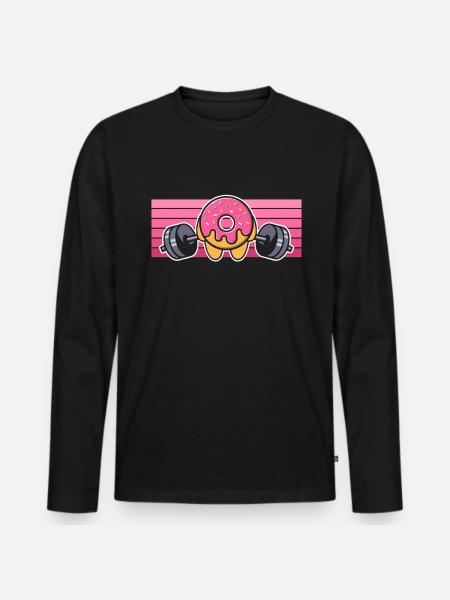 Donut PowerLifting Workout -Weightlifter - Men's Premium Organic Long Sleeve Shirt - black