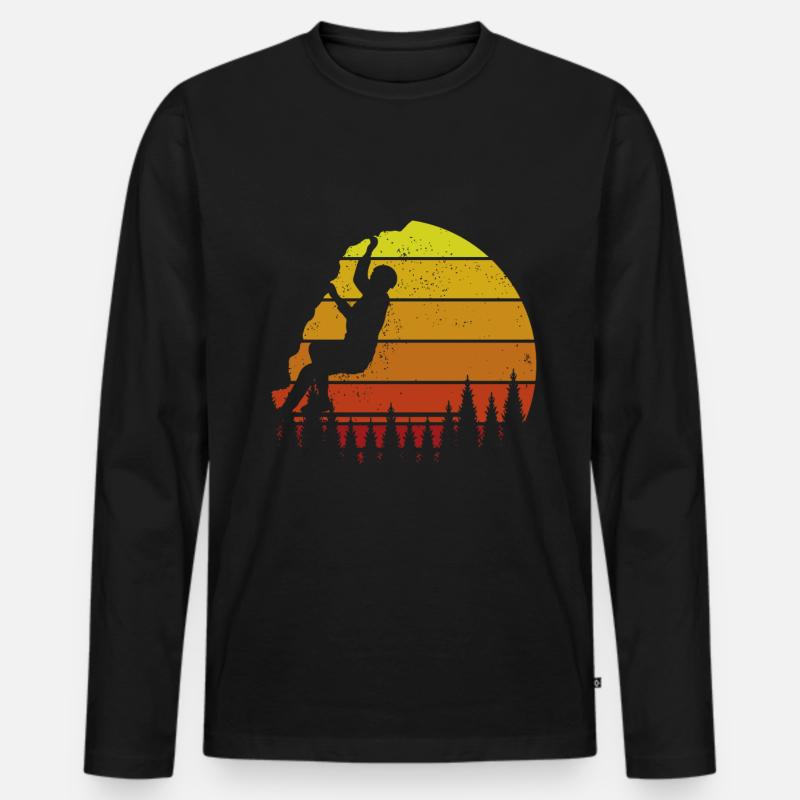 Klettern Mountain Boulder Climble Climber - Männer Premium Bio Langarmshirt - Schwarz