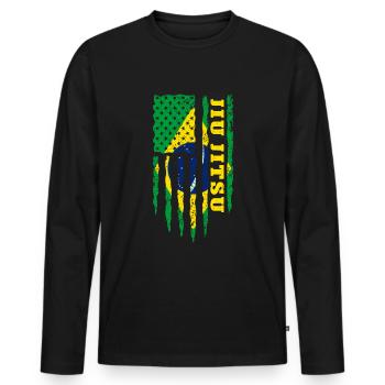 Jiu Jitsu Brésilien BJJ MMA Grappling - T-shirt manches longues Premium bio Homme - noir - Devant - Nico (187cm)