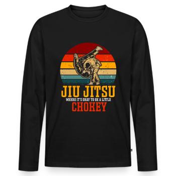 Jiu Jitsu Brésilien BJJ MMA Grappling - T-shirt manches longues Premium bio Homme - noir - Devant - Nico (187cm)