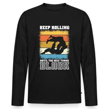 Jiu Jitsu Brésilien BJJ MMA Grappling - T-shirt manches longues Premium bio Homme - noir - Devant - Nico (187cm)