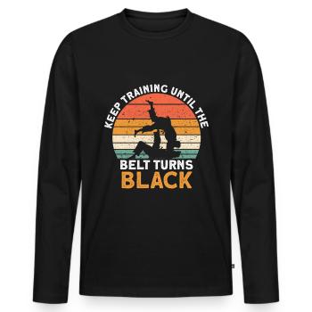 Jiu Jitsu Brésilien BJJ MMA Grappling - T-shirt manches longues Premium bio Homme - noir - Devant - Nico (187cm)