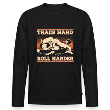 Jiu Jitsu Brésilien BJJ MMA Grappling - T-shirt manches longues Premium bio Homme - noir - Devant - Nico (187cm)
