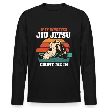 Jiu Jitsu Brésilien BJJ MMA Grappling - T-shirt manches longues Premium bio Homme - noir - Devant - Nico (187cm)