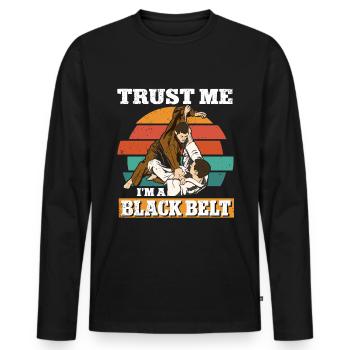 Jiu Jitsu Brésilien BJJ MMA Grappling - T-shirt manches longues Premium bio Homme - noir - Devant - Nico (187cm)