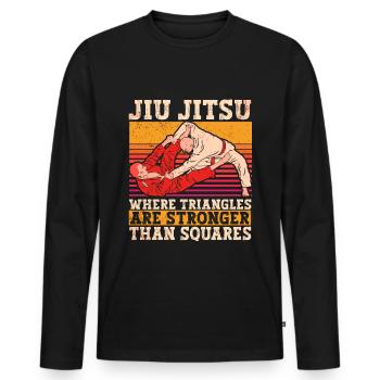 Jiu Jitsu Brésilien BJJ MMA Grappling - T-shirt manches longues Premium bio Homme - noir - Devant - Nico (187cm)