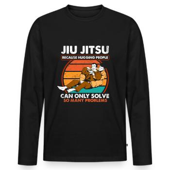 Jiu Jitsu Brésilien BJJ MMA Grappling - T-shirt manches longues Premium bio Homme - noir - Devant - Nico (187cm)