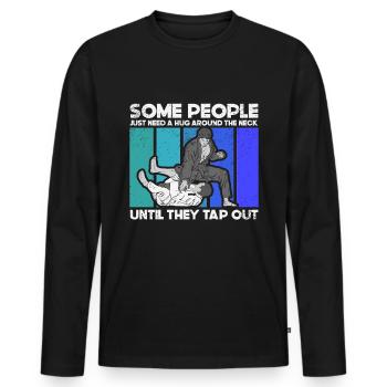 Jiu Jitsu Brésilien BJJ MMA Grappling - T-shirt manches longues Premium bio Homme - noir - Devant - Nico (187cm)