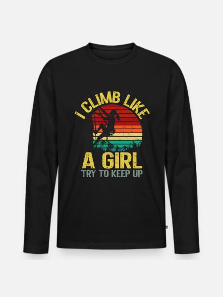 Rock Climber Climbing Mountain - Men's Premium Organic Long Sleeve Shirt - black
