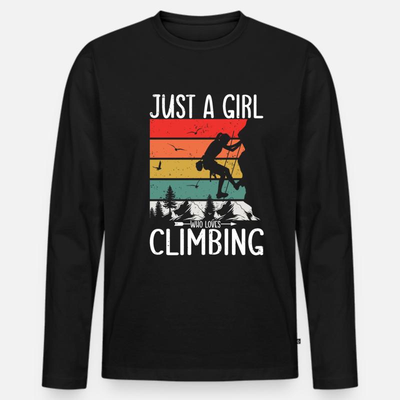 Rock Kletterer Klettern Berg - Männer Premium Bio Langarmshirt - Schwarz