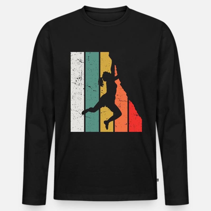Rock Kletterer Klettern Berg - Männer Premium Bio Langarmshirt - Schwarz