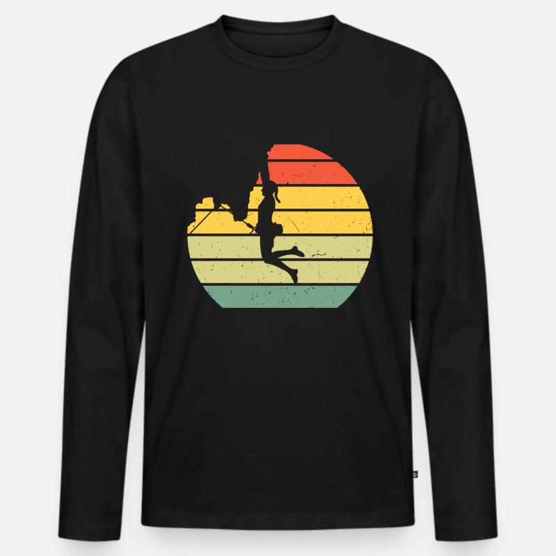 Rock Kletterer Klettern Berg - Männer Premium Bio Langarmshirt - Schwarz