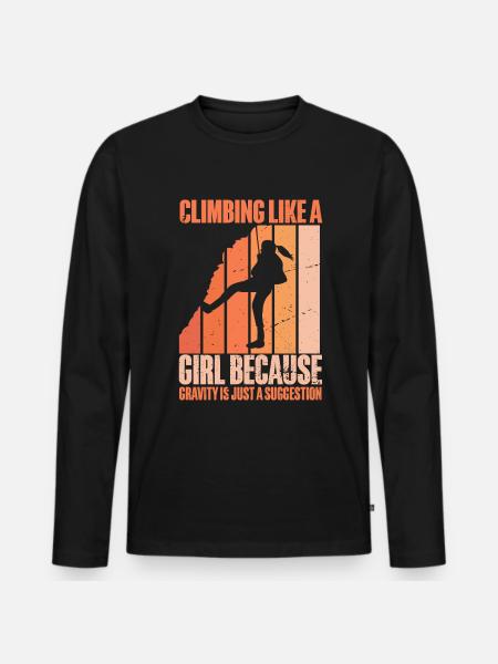 Rock Climber Climbing Mountain - Men's Premium Organic Long Sleeve Shirt - black