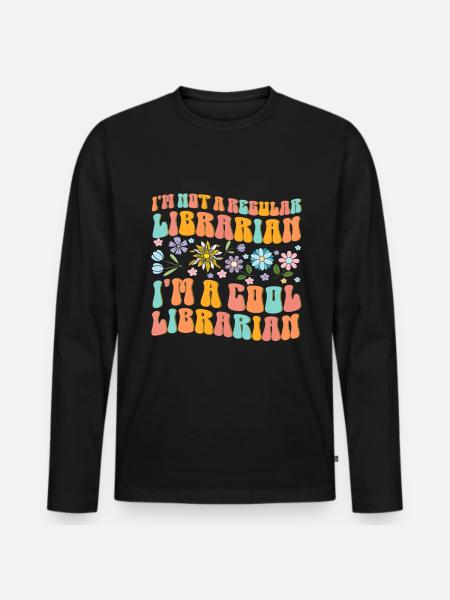 Groovy Reading Librarian Funny Library - Men's Premium Organic Long Sleeve Shirt - black