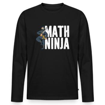 Drôle Math Ninja Mathématiques Geek Nombres - T-shirt manches longues Premium bio Homme - noir - Devant - Nico (187cm)