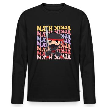 Drôle Math Ninja Mathématiques Geek Nombres - T-shirt manches longues Premium bio Homme - noir - Devant - Nico (187cm)