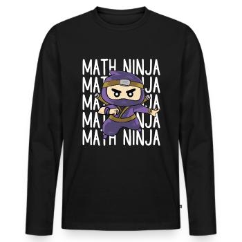 Drôle Math Ninja Mathématiques Geek Nombres - T-shirt manches longues Premium bio Homme - noir - Devant - Nico (187cm)
