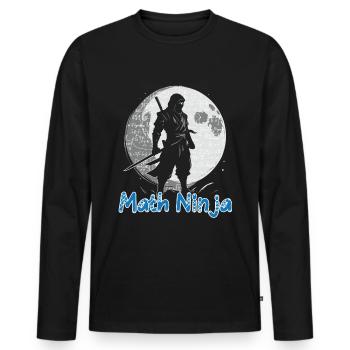 Drôle Math Ninja Mathématiques Geek Nombres - T-shirt manches longues Premium bio Homme - noir - Devant - Nico (187cm)