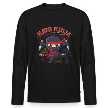 Drôle Math Ninja Mathématiques Geek Nombres - T-shirt manches longues Premium bio Homme - noir - Devant - Nico (187cm)